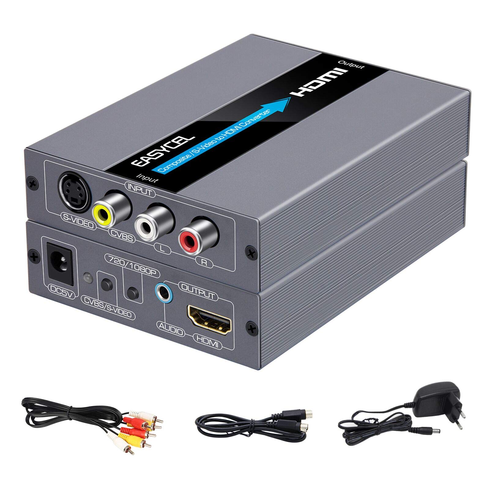 Convertitore RCA S-Video a HDMI Upscale 720P/1080P