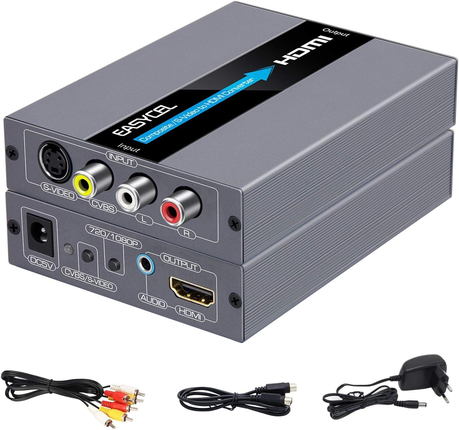 Convertitore RCA S-Video a HDMI Upscale 720P/1080P - immagine 1