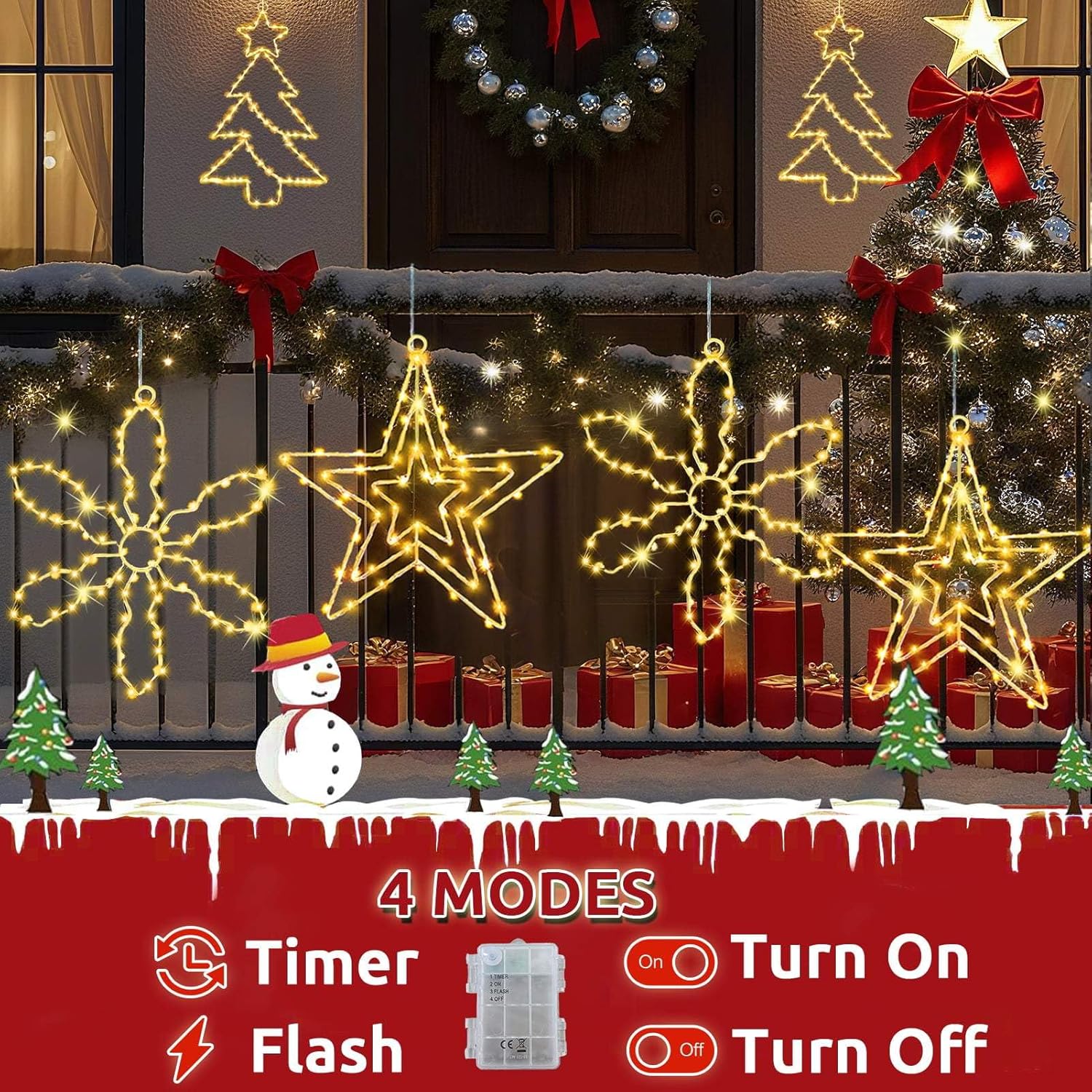 Decorazioni Natalizie Esterno 3 Pezzi LED con Timer - immagine 3