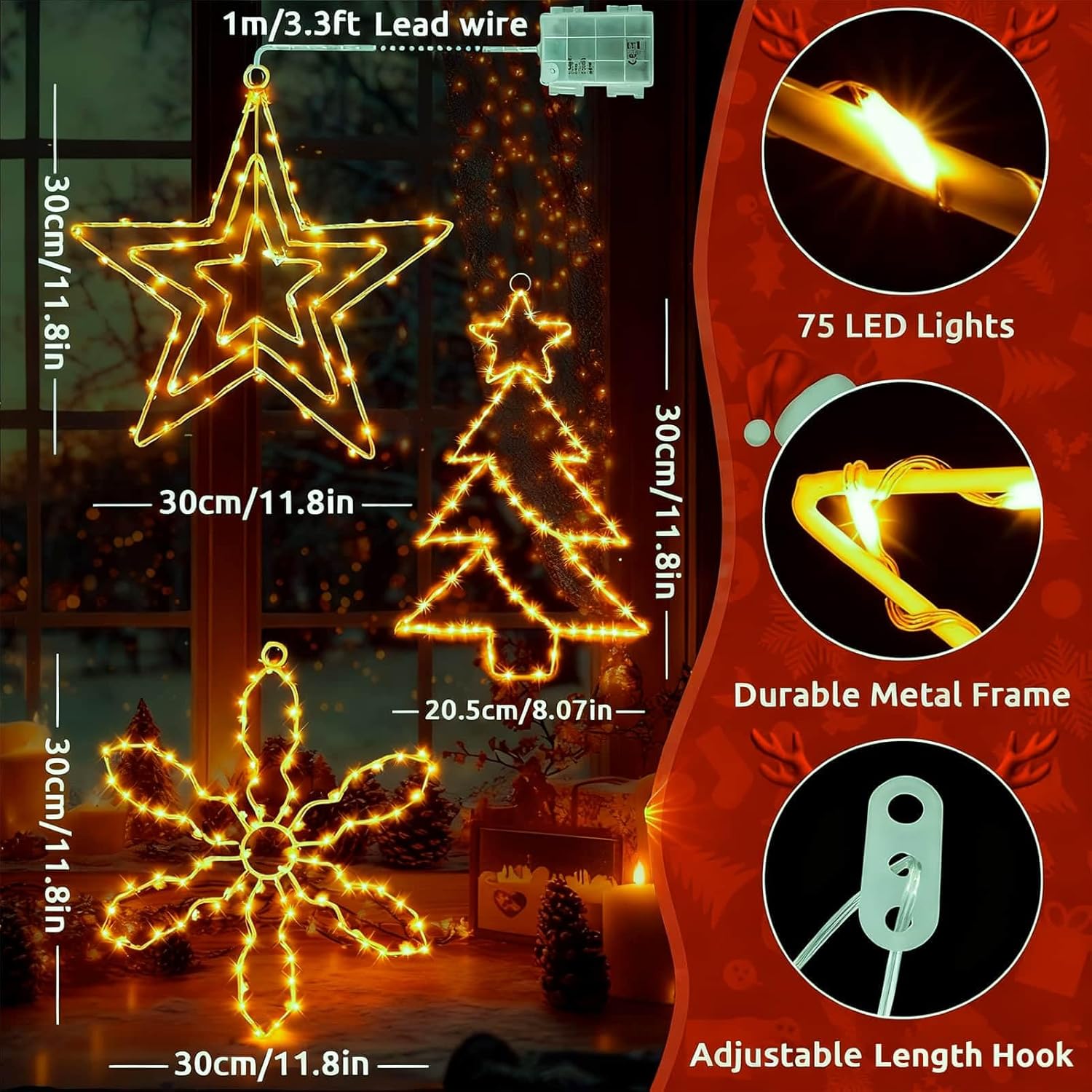 Decorazioni Natalizie Esterno 3 Pezzi LED con Timer - immagine 4