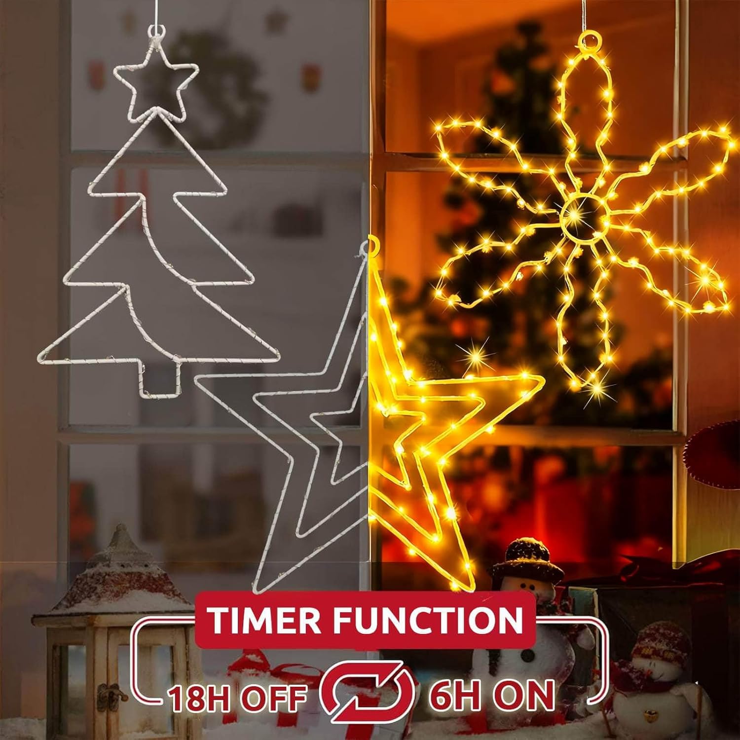 Decorazioni Natalizie Esterno 3 Pezzi LED con Timer - immagine 5