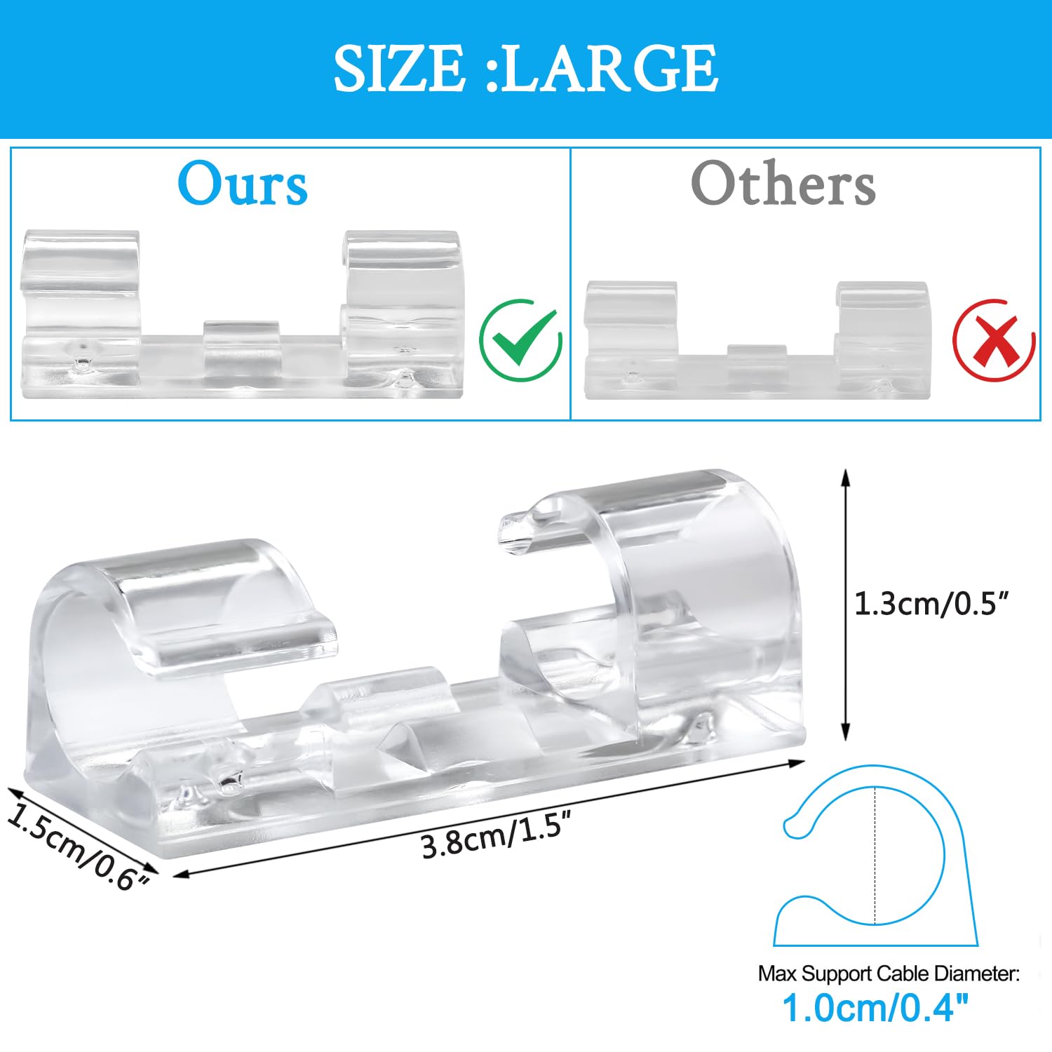 Soulwit® 50 Clip Cavo Autoadesive Trasparenti - immagine 3