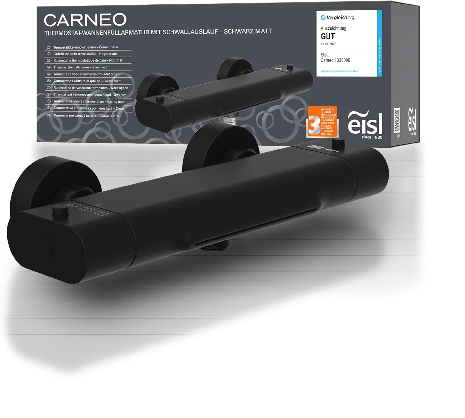 Eisl Carneo 1330090B - Rubinetto Termostatico Vasca, Nero Opaco