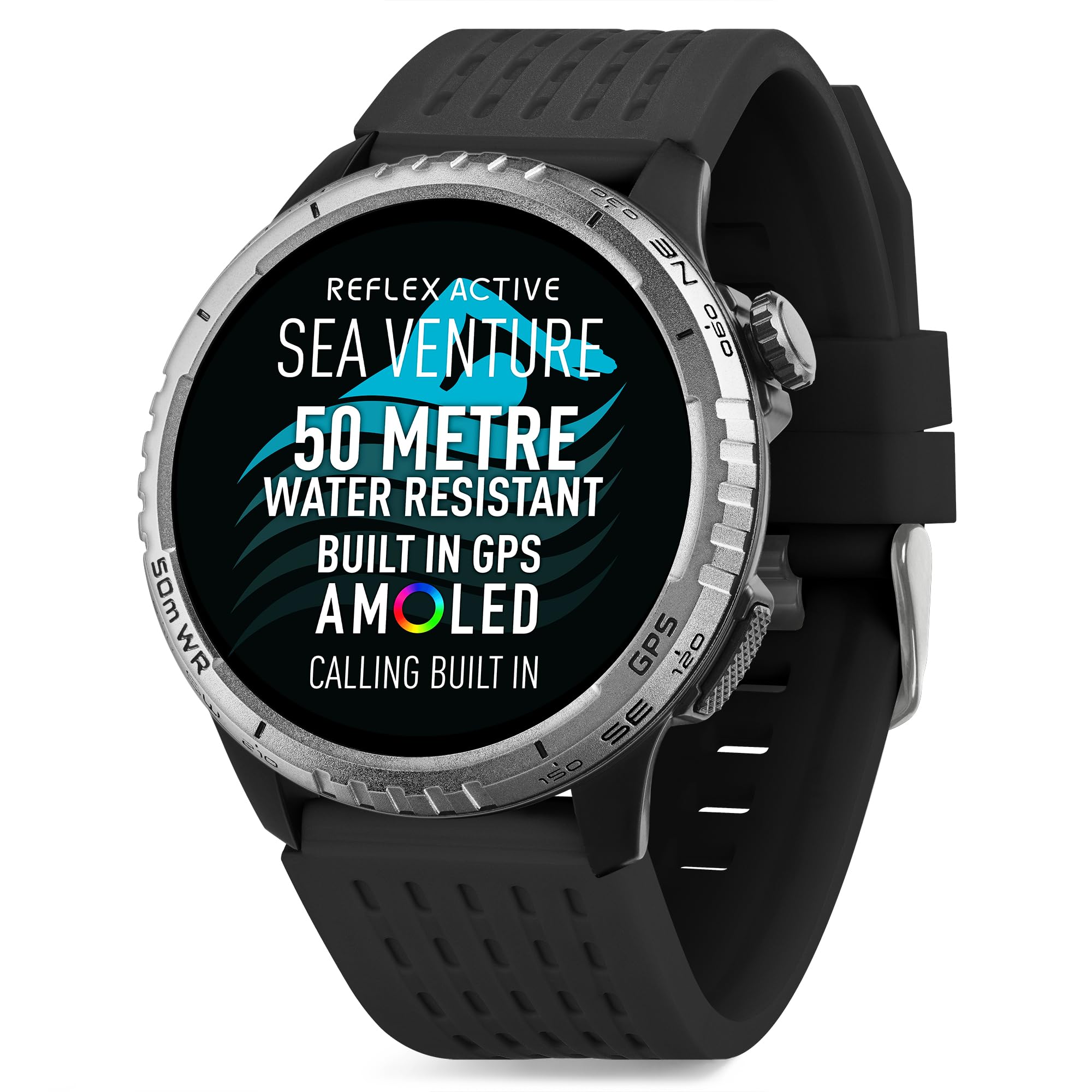 Reflex Active Sea Venture 50m Swim-Safe AMOLED GPS Cinturino Nero Smart Watch