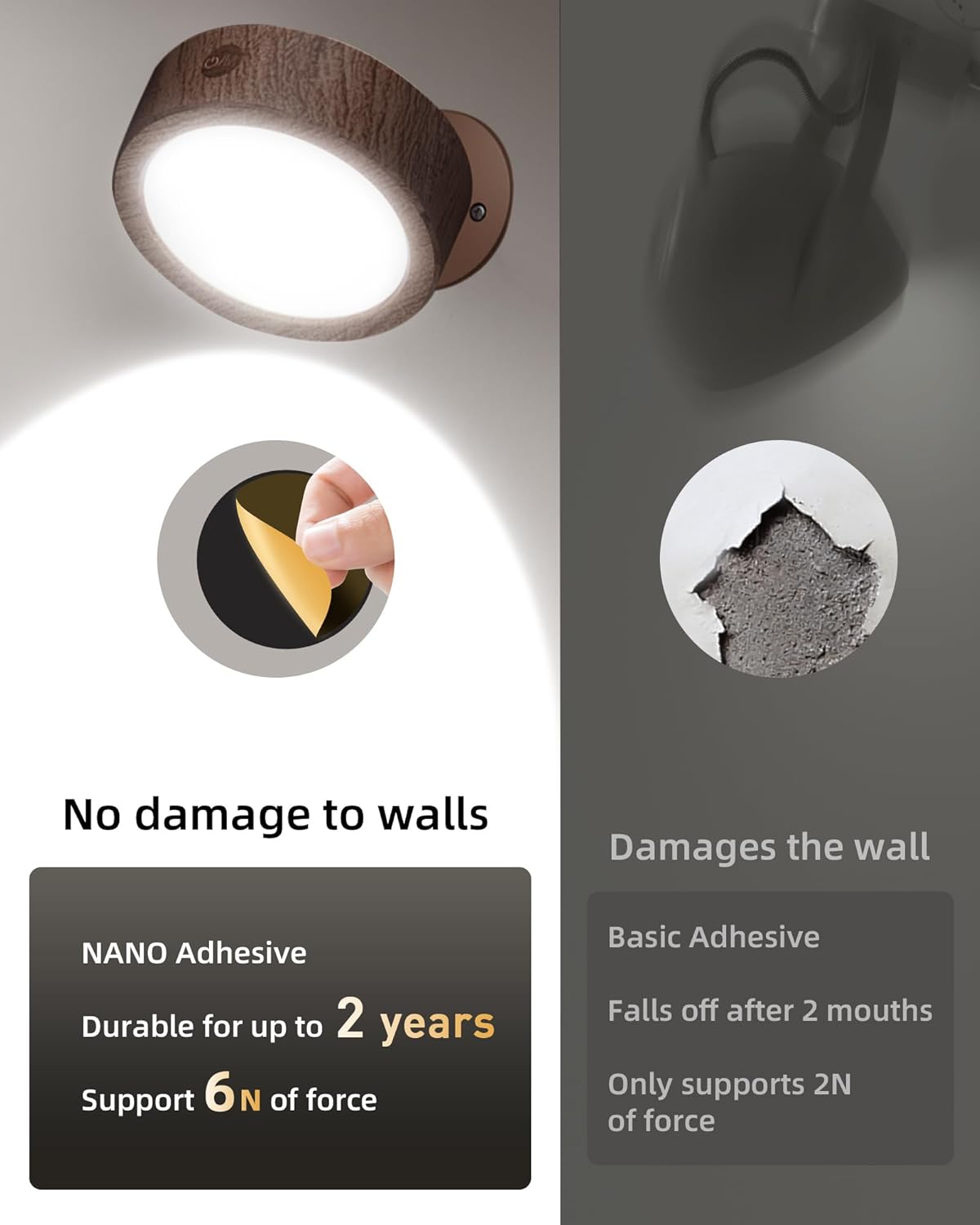 Ezvalo Lampada da Parete LED Interni Ricaricabile - immagine 7