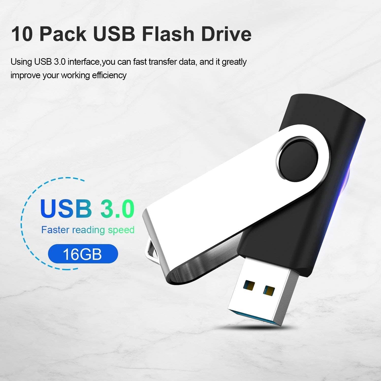 Kootion Pendrive 32GB USB 3.0 - Set 10 Pezzi Nero - immagine 4