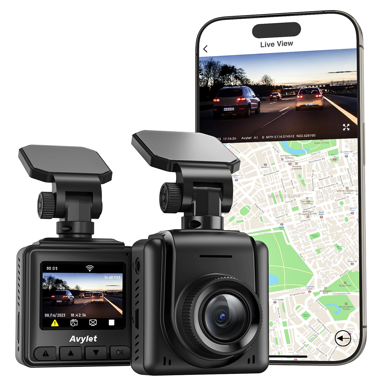 2K Dash Cam Auto Wi-Fi con APP e Grandangolo 170°
