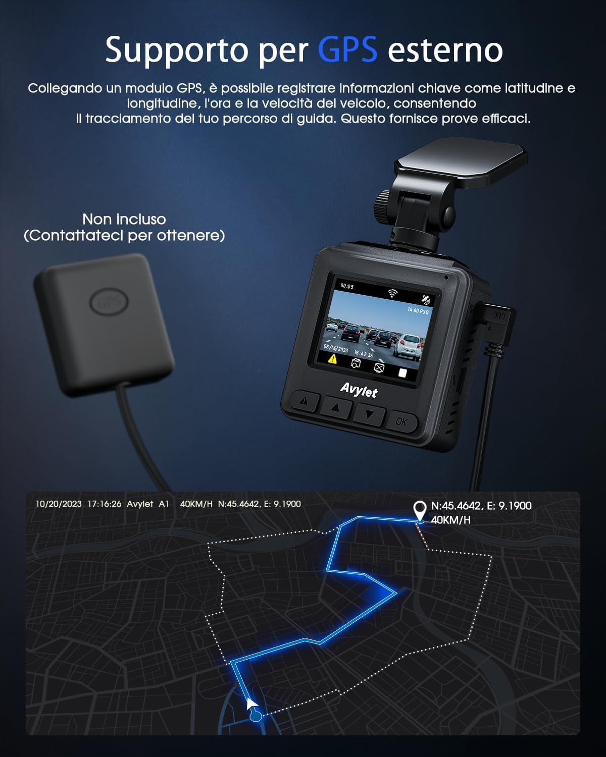 2K Dash Cam Auto Wi-Fi con APP e Grandangolo 170° - immagine 4