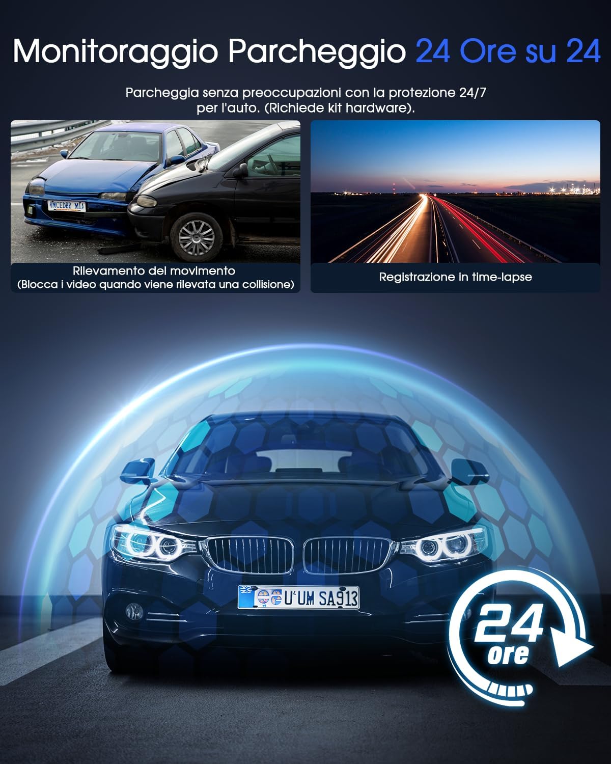 2K Dash Cam Auto Wi-Fi con APP e Grandangolo 170° - immagine 7