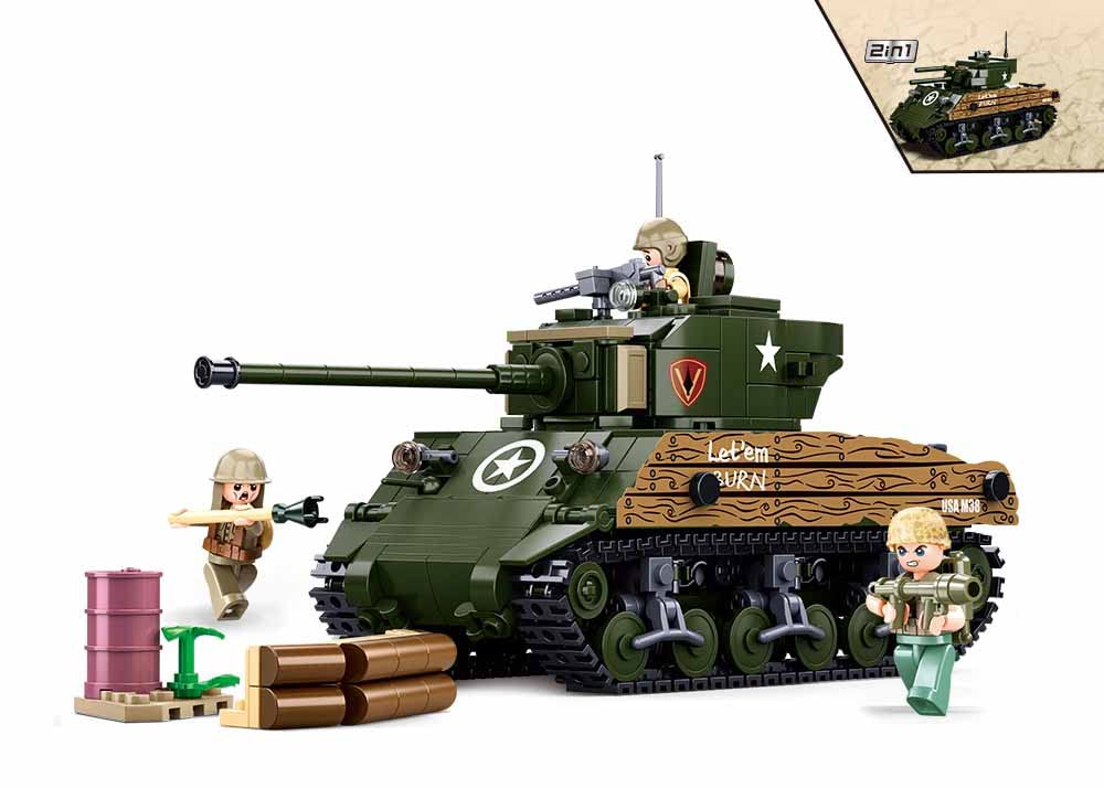 Sluban Klemmbausteine-WWII-M4A3 (76W) Medium Tank, M38-B1110