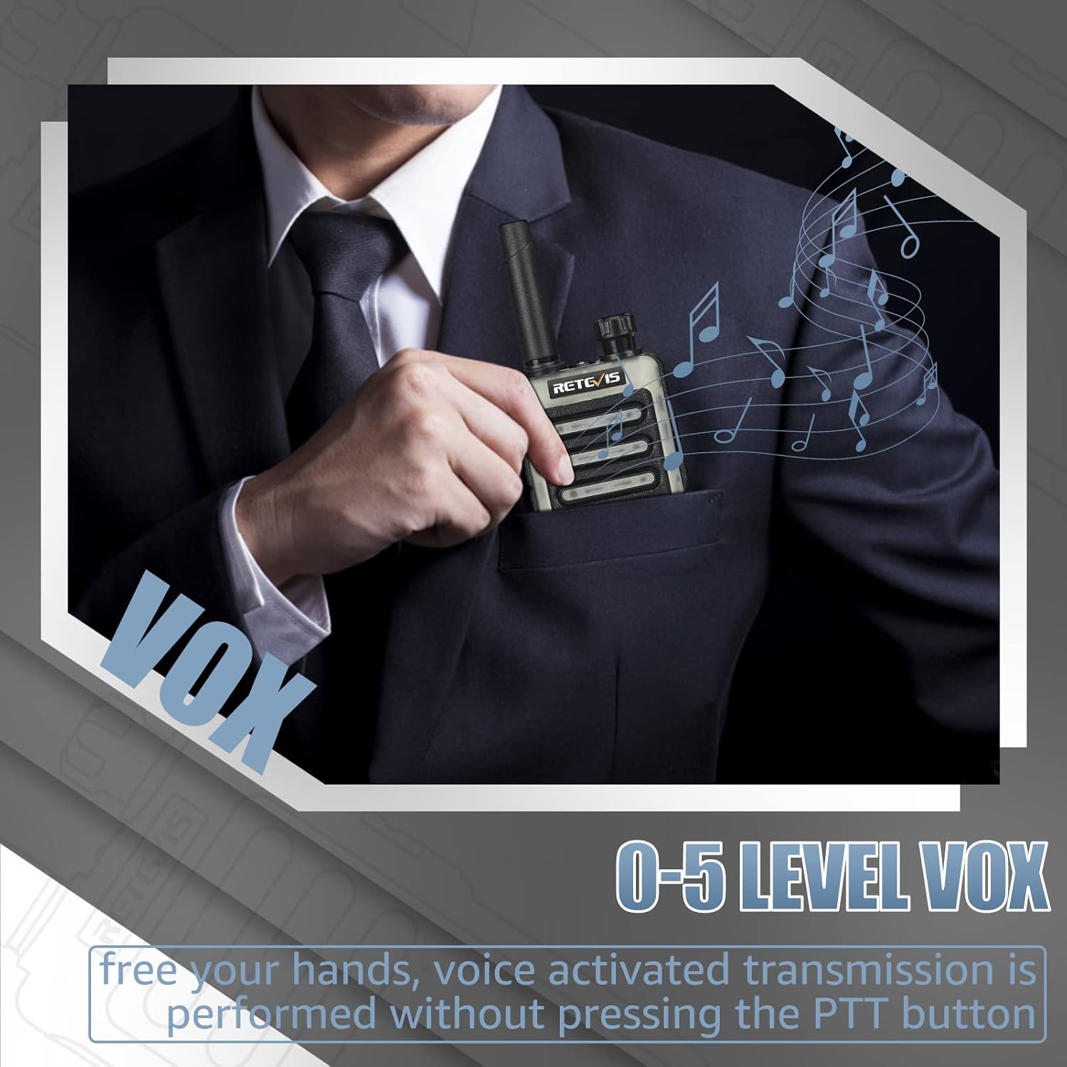 Retevis RB666 Walkie-Talkie PMR446 (4 Pezzi, Nero) - immagine 4