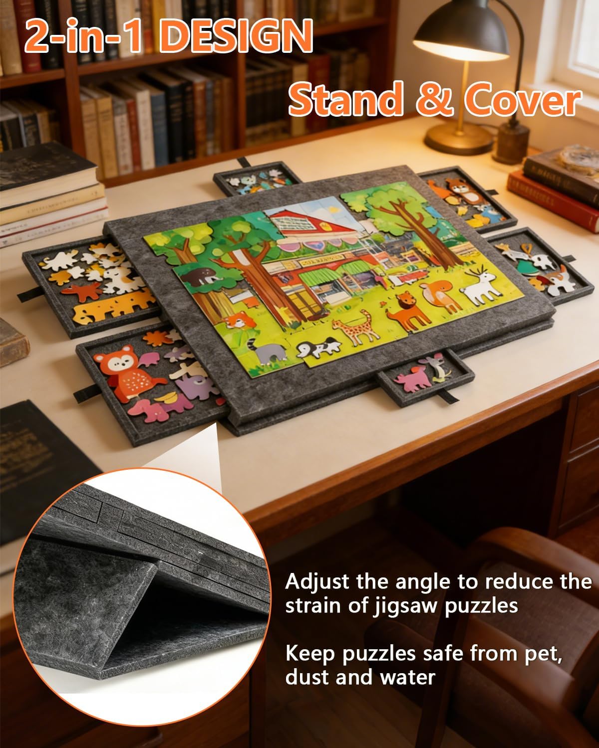 Puzzletisch Inclinabile e Girevole 77x53cm per 1000 Pezzi - immagine 3