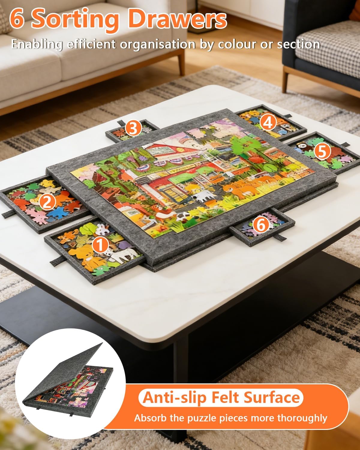 Puzzletisch Inclinabile e Girevole 77x53cm per 1000 Pezzi - immagine 7