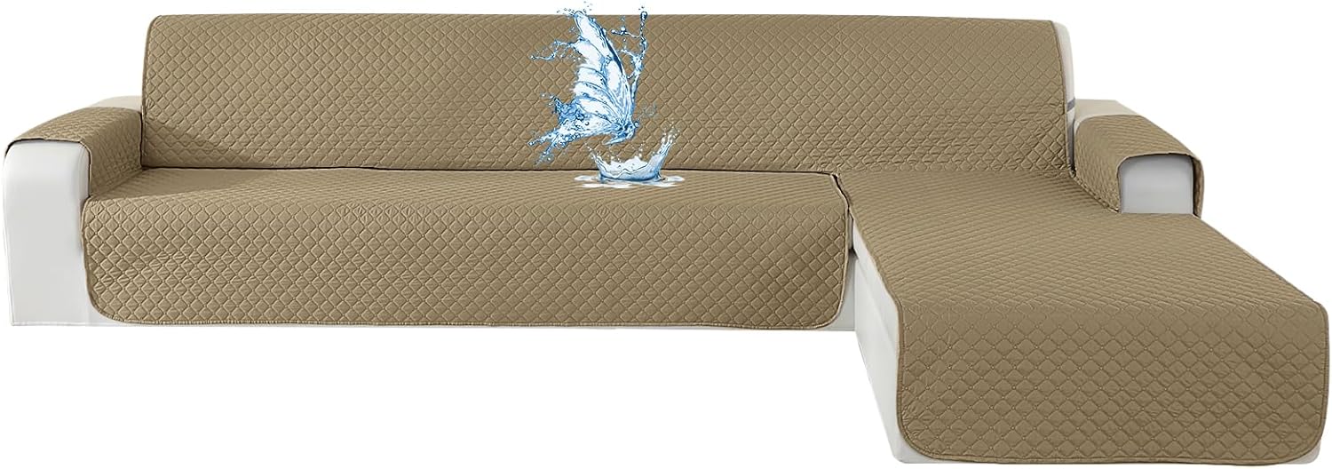 CYCMACO Copridivano 3 Posti con Penisola, Cachi - immagine 1