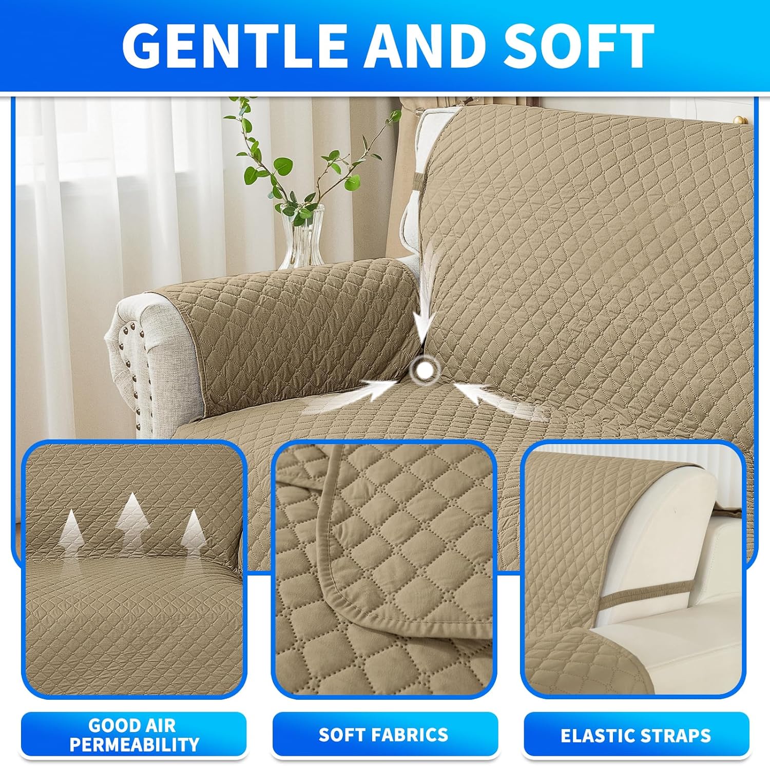 CYCMACO Copridivano 3 Posti con Penisola, Cachi - immagine 5