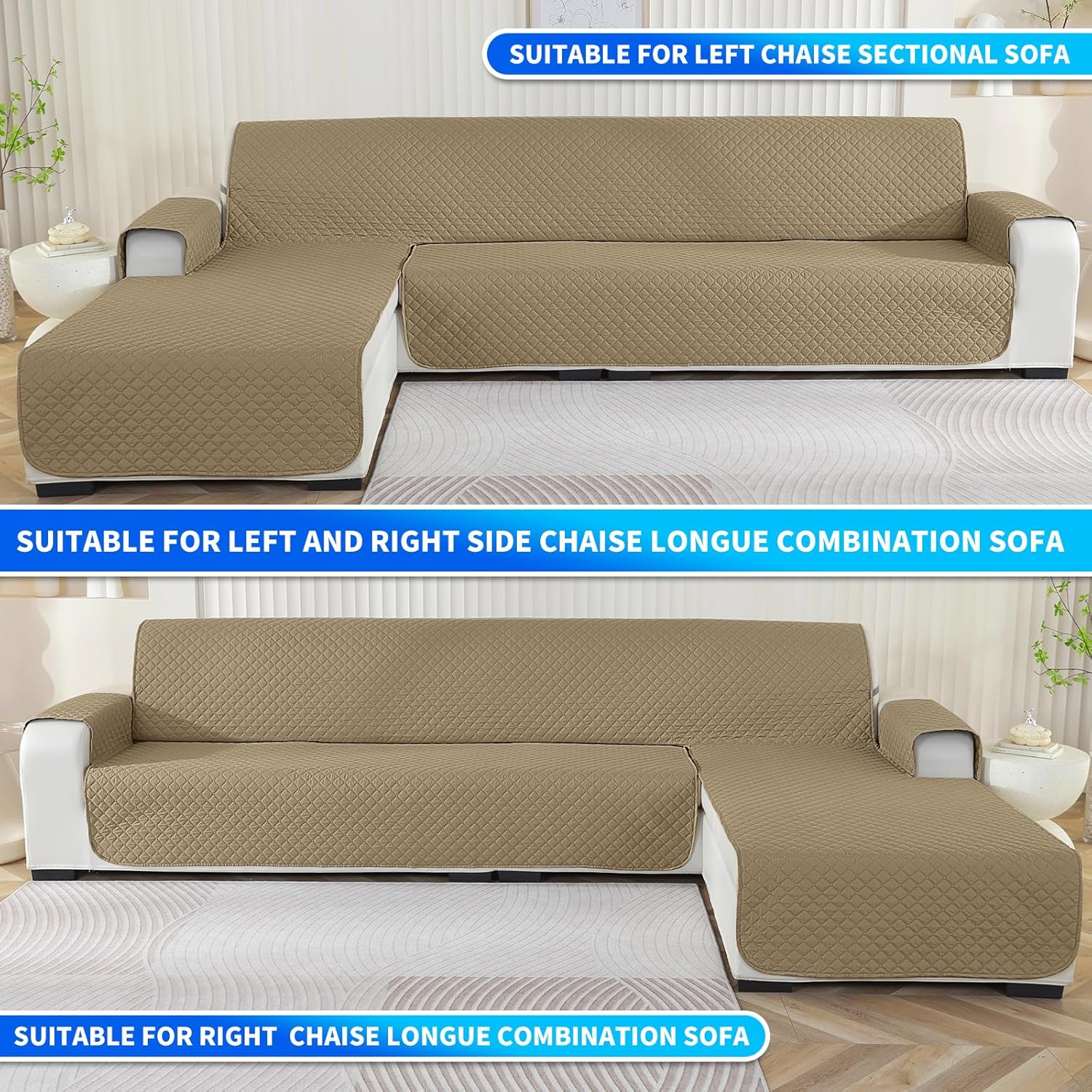 CYCMACO Copridivano 3 Posti con Penisola, Cachi - immagine 6