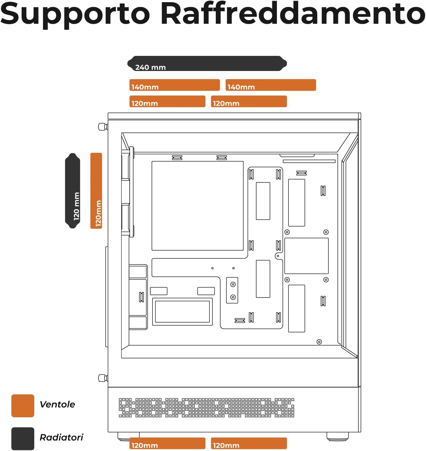 Noua Demon TK100 - Case Gaming ATX Compatto, Nero - immagine 3