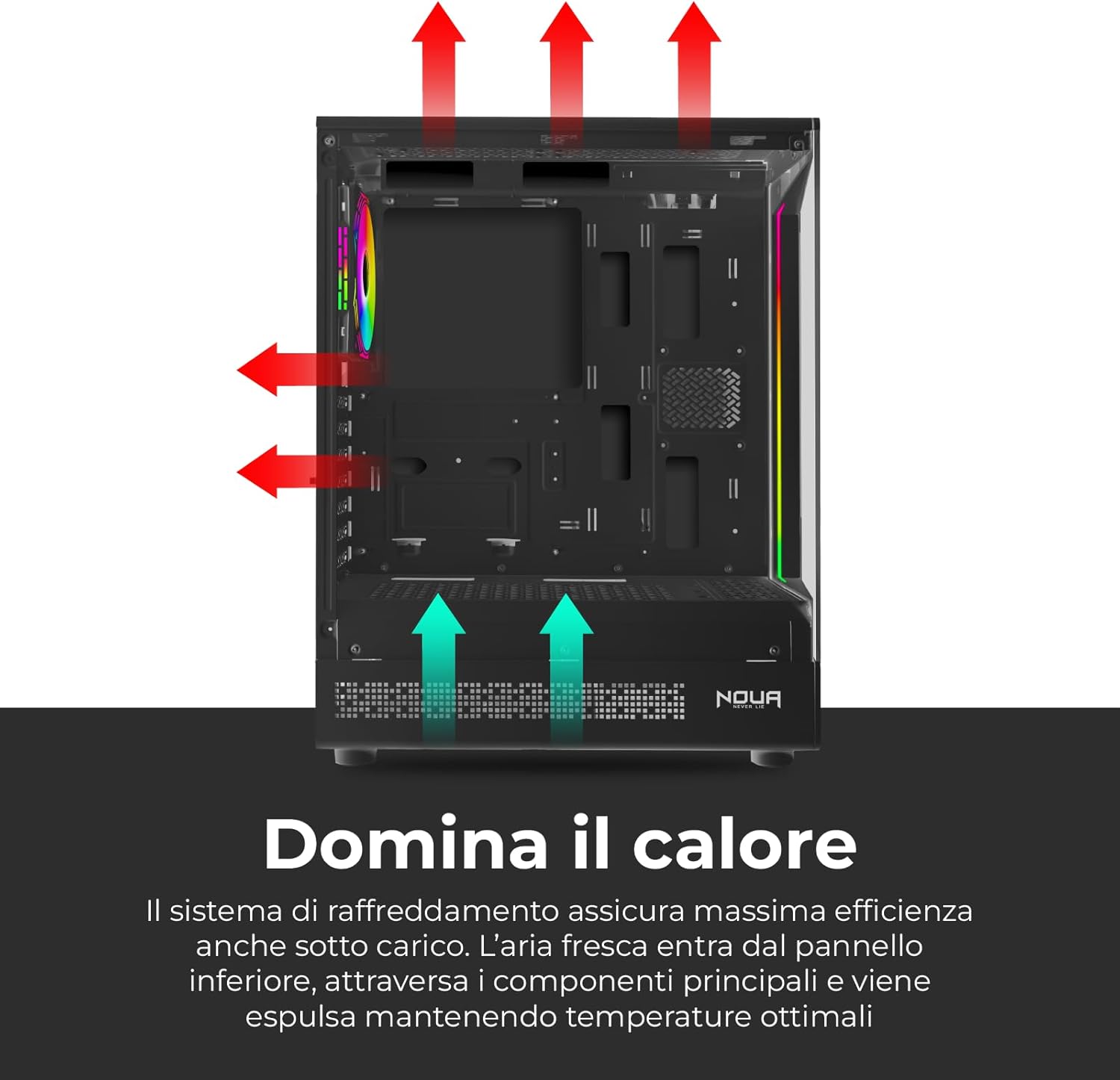 Noua Demon TK100 - Case Gaming ATX Compatto, Nero - immagine 4