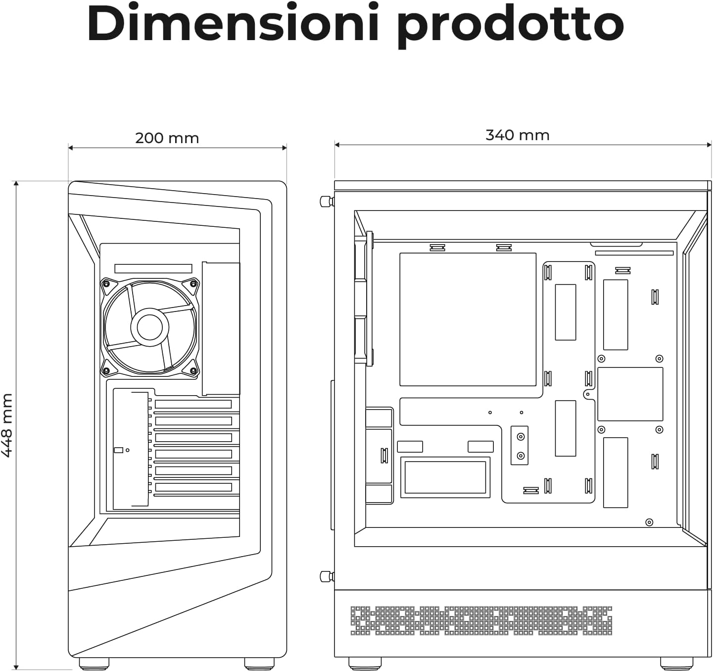 Noua Demon TK100 - Case Gaming ATX Compatto, Nero - immagine 5