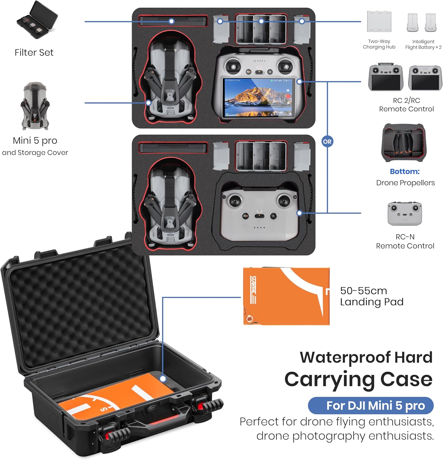 STARTRC Valigia Rigida Impermeabile per DJI Mini 5 Pro - immagine 2