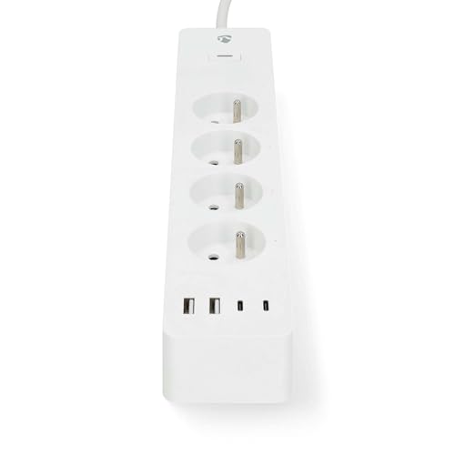 Nedis SmartLife Power Strip Wi-Fi - Tipo E, Bianco