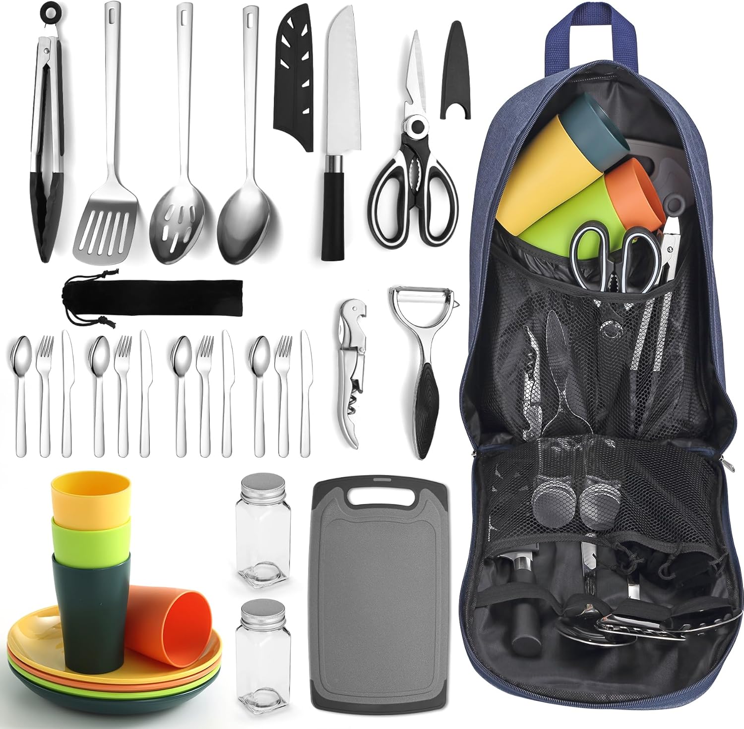 Berglander Set Utensili Campeggio con Posate e Piatti