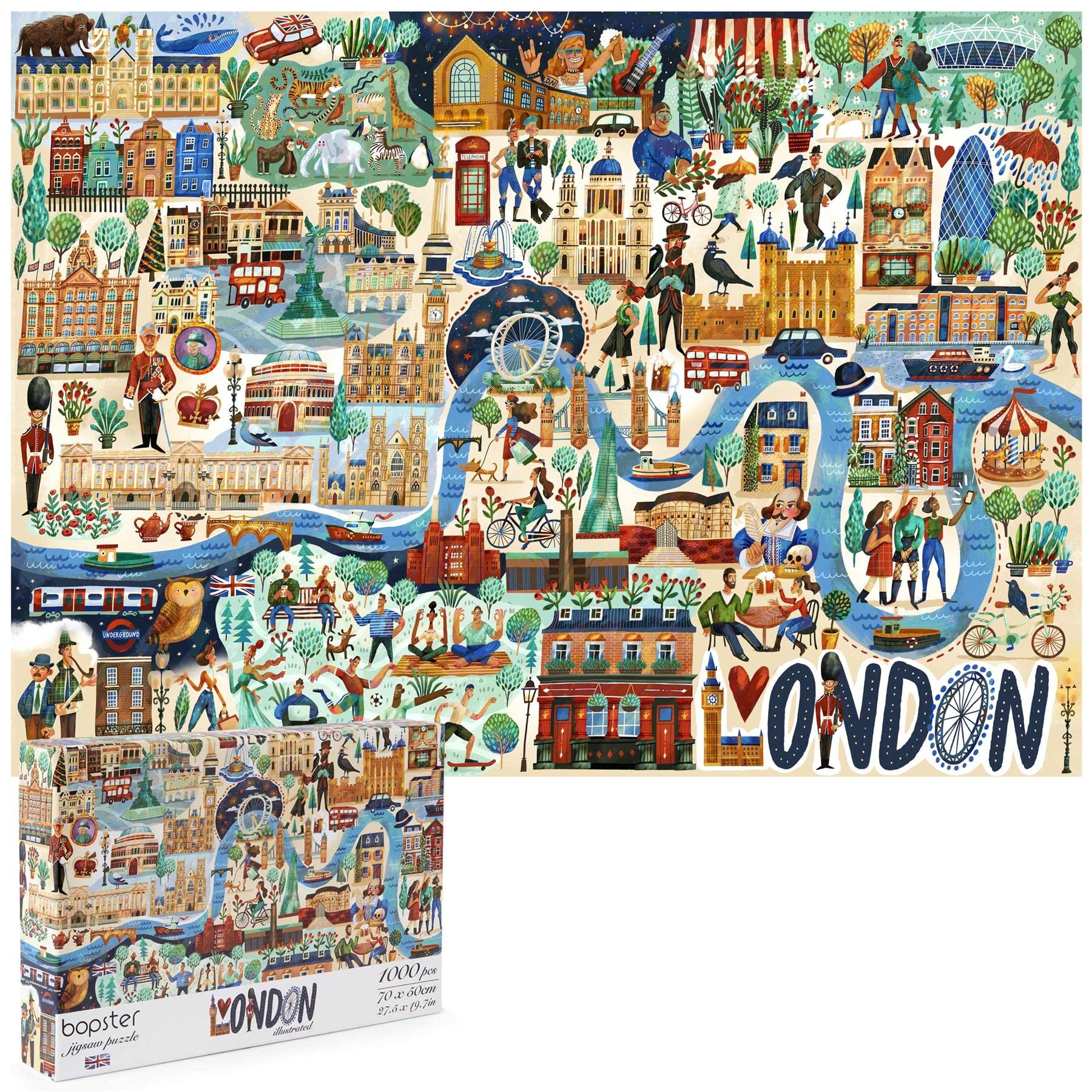 Puzzle 1000 Pezzi - Puzzle Adulti Collection Londra Citta - Puzzle Arte nel Mondo - Puzzle Grandi Dimensioni Per Adulti Gadget Queen Regina Elisabetta By Bopster 50x70