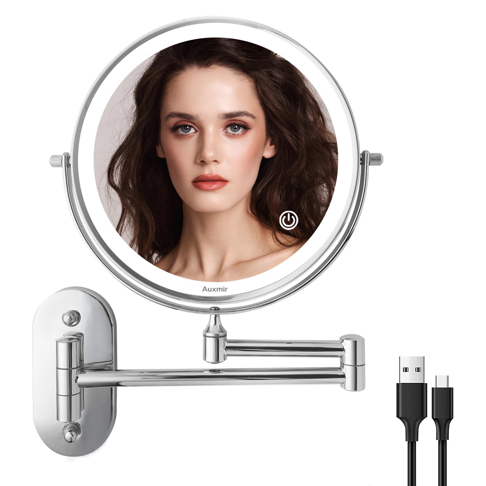 Auxmir Specchio Trucco 20X/1X con 54 LED, Ricaricabile