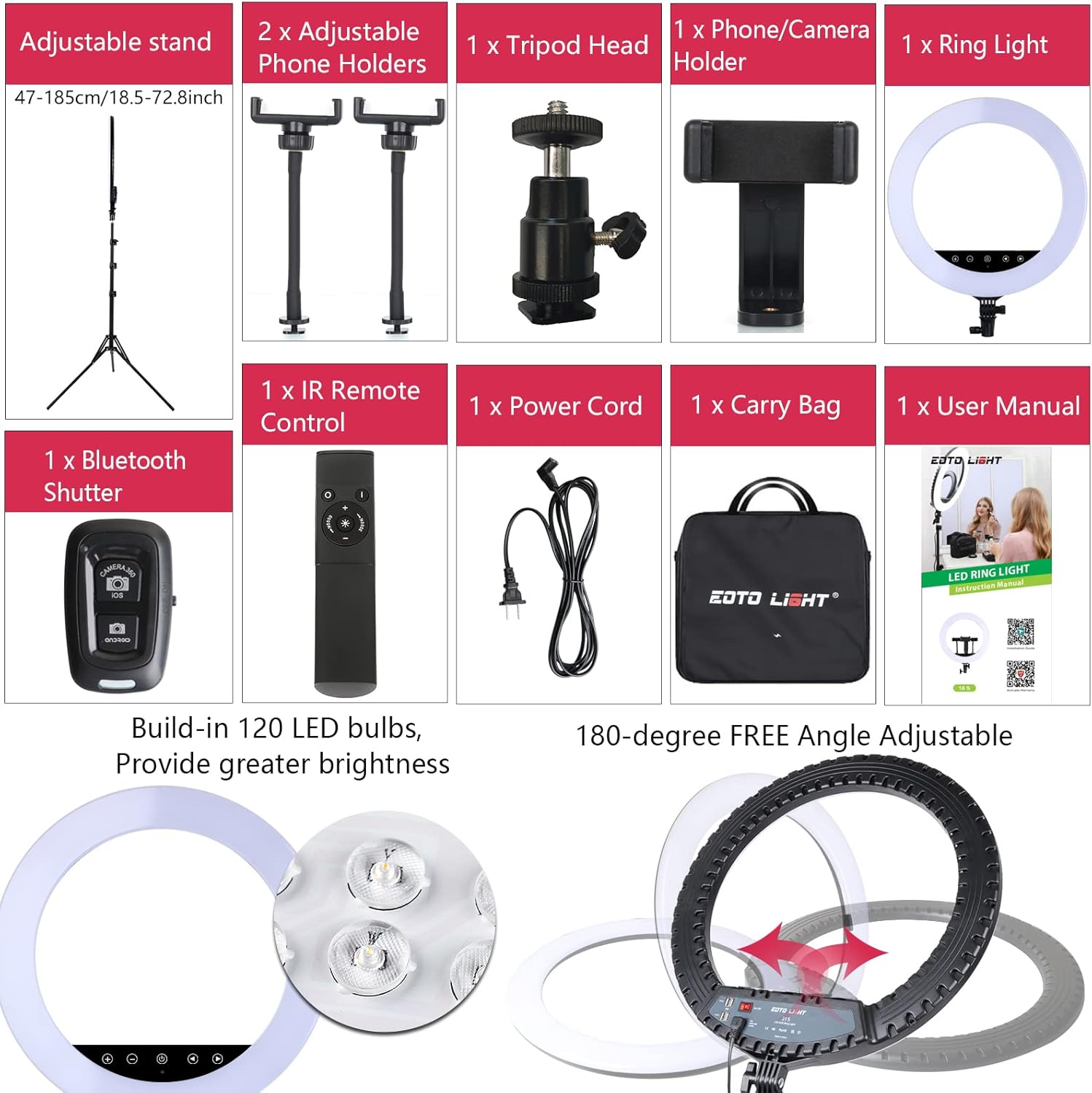 LED Ring Light 21 pollici con Treppiede e Telecomando - immagine 4