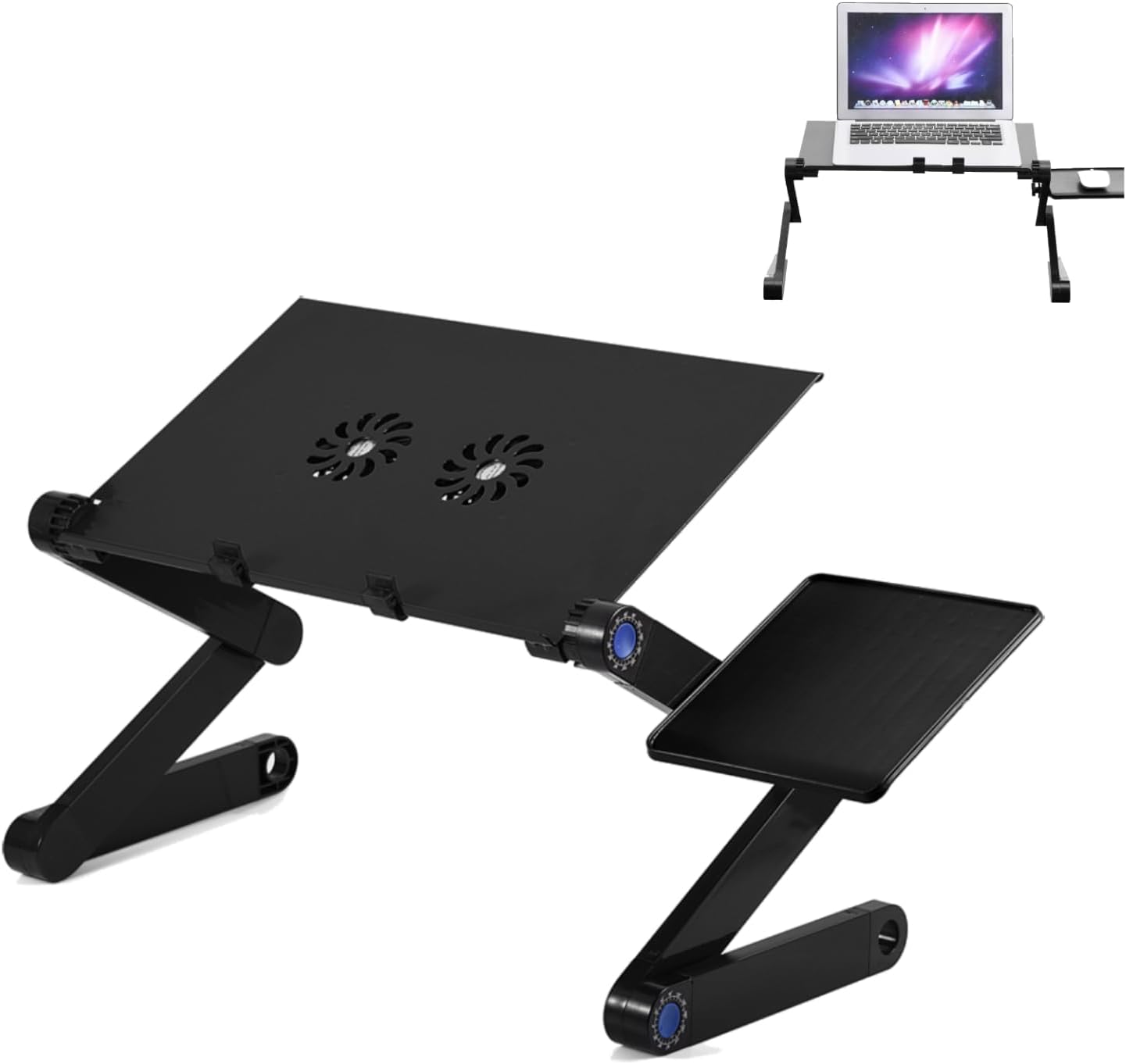 Supporto Regolabile per Laptop con 2 Ventole, Nero - immagine 1