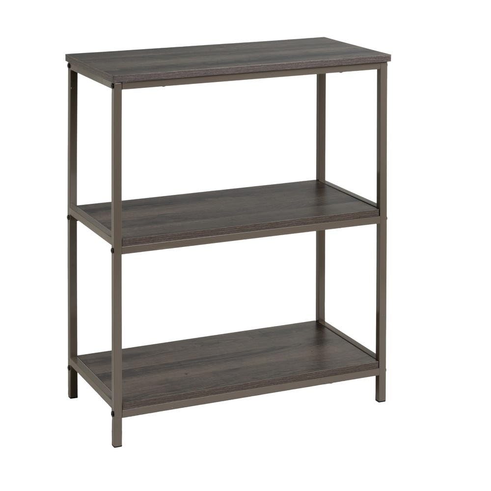 Scaffale da pavimento con 3 ripiani in PB e metallo in grigio