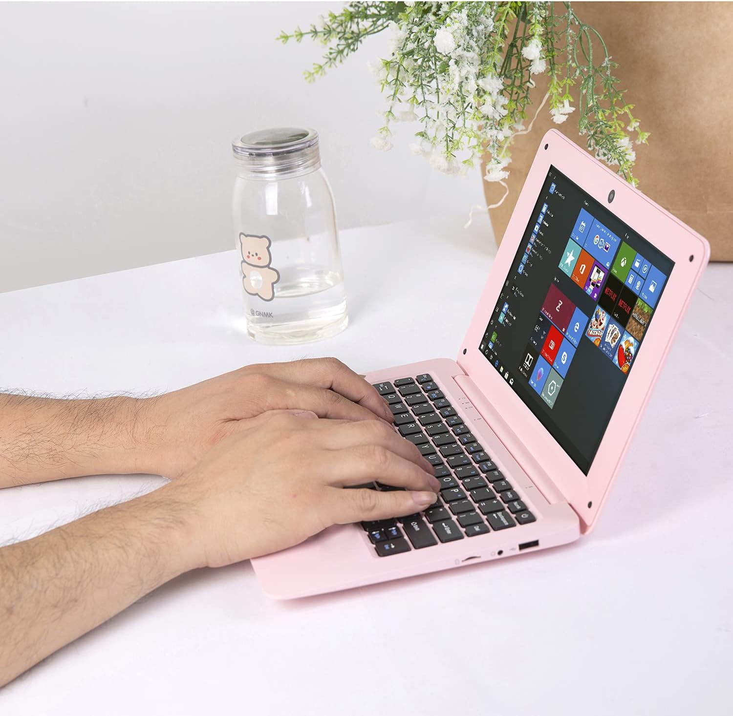 Computer Portatile Mini 10.1 Pollici Windows 10, Rosa Chiara - immagine 3