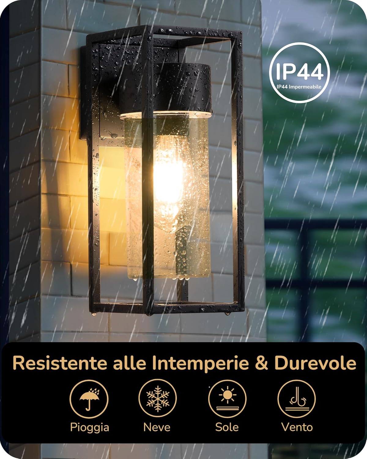 Edishine Lampada da Parete Interni ed Esterni, Nera - immagine 3