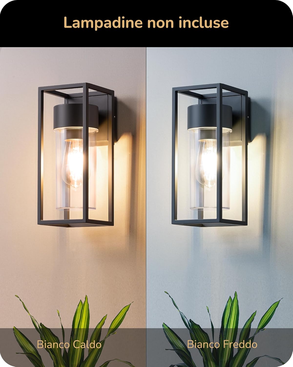 Edishine Lampada da Parete Interni ed Esterni, Nera - immagine 6