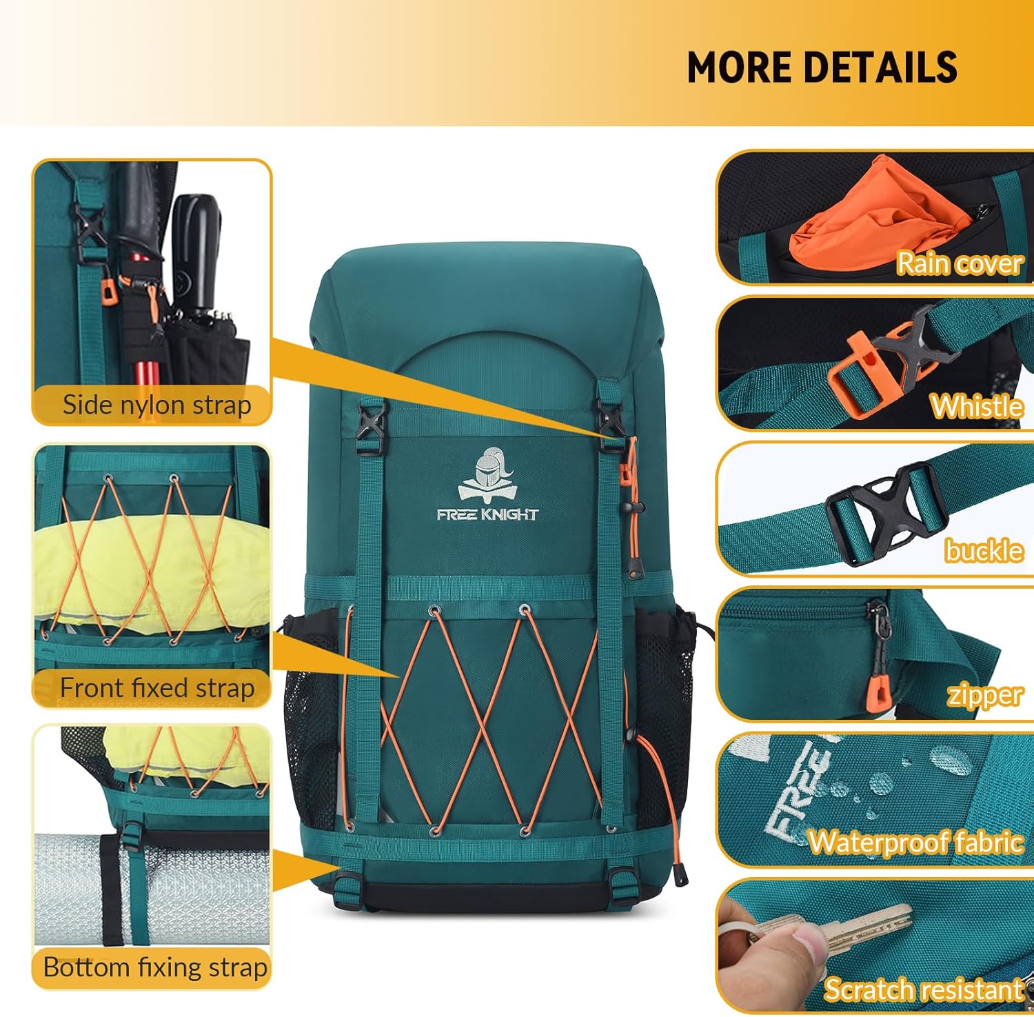 Bseash Zaino da Trekking Impermeabile 40L - immagine 4