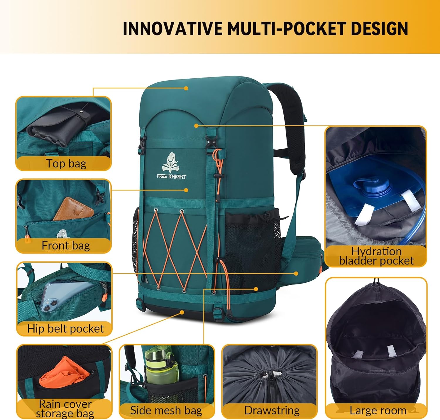 Bseash Zaino da Trekking Impermeabile 40L - immagine 5