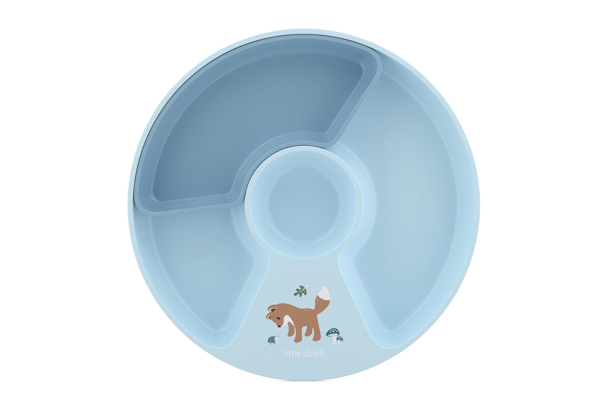 Mepal - Piatto Diviso Mio Little Dutch - Bordi alti per facilitare la raccolta - Base antiscivolo - Comprensivo di scomparto rimovibile per 2, 3, 4 sezioni - Lavabile in microonde - Forest Friends