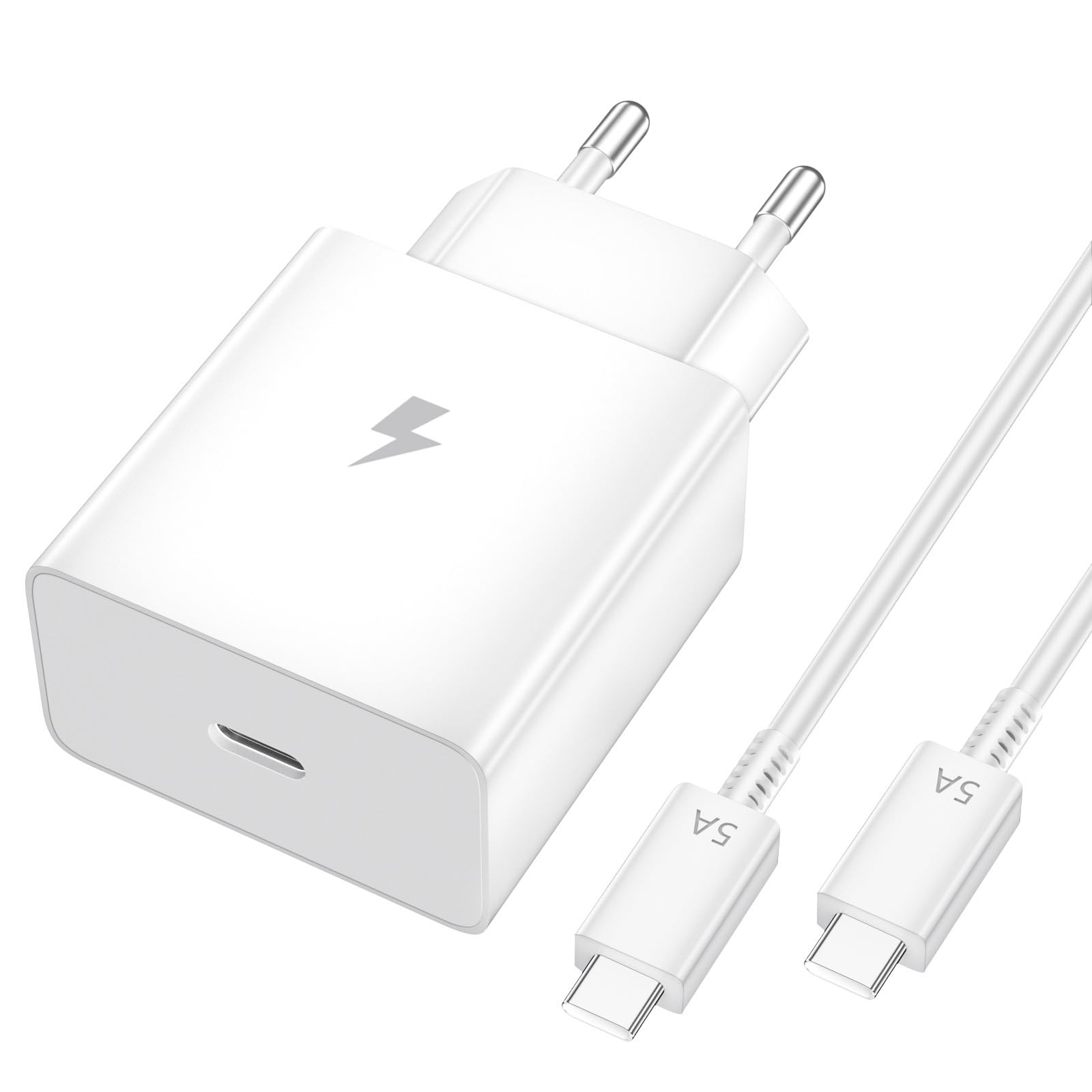 60W USB C Caricatore Caricabatterie per Samsung Galaxy S26 Ultra A17 A16 A56 A36 A26 A35 S25 Edge S24 S23 S22 S21 S20 Flip 7 con 1M Cavo,USBC Presa Carica Alimentatore Tipo C Spina Ricarica Adattatore