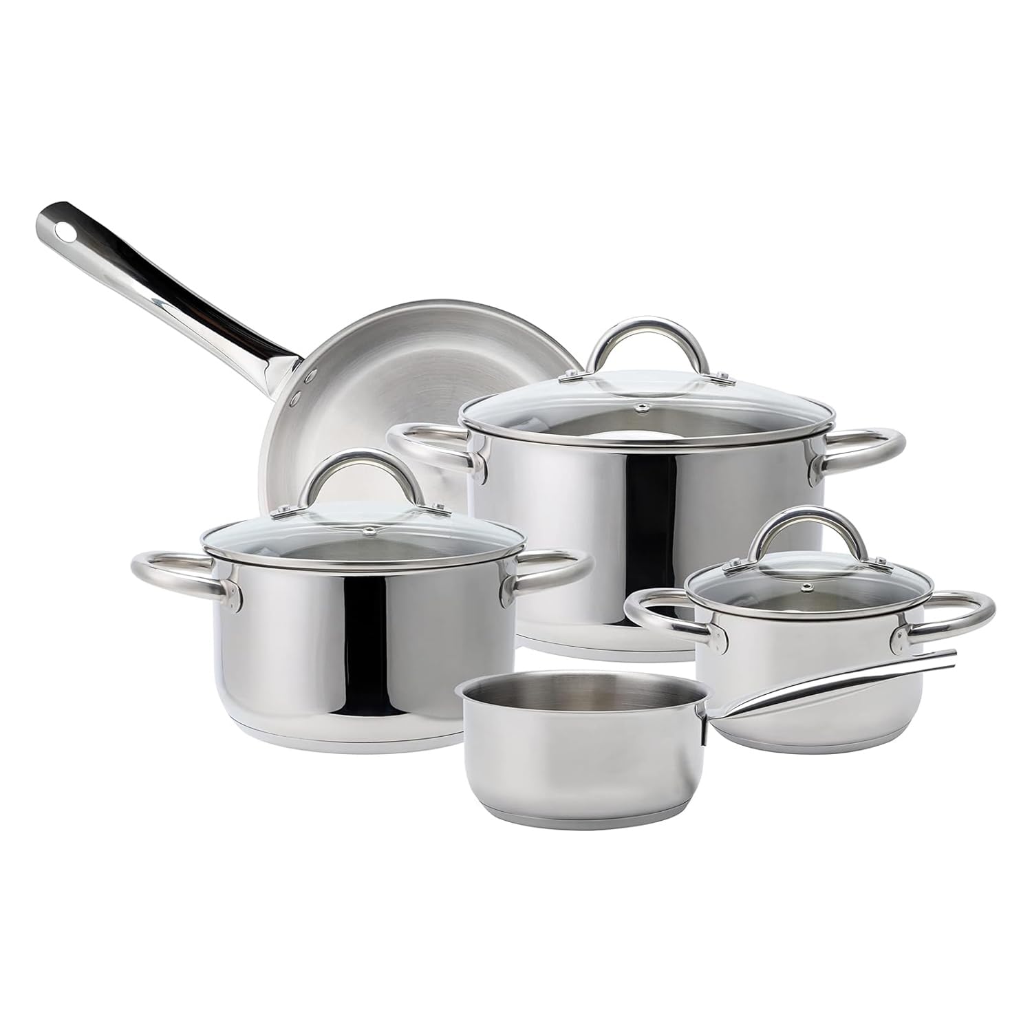 Echtwerk Set di Pentole a Induzione in Acciaio Inox, Nero