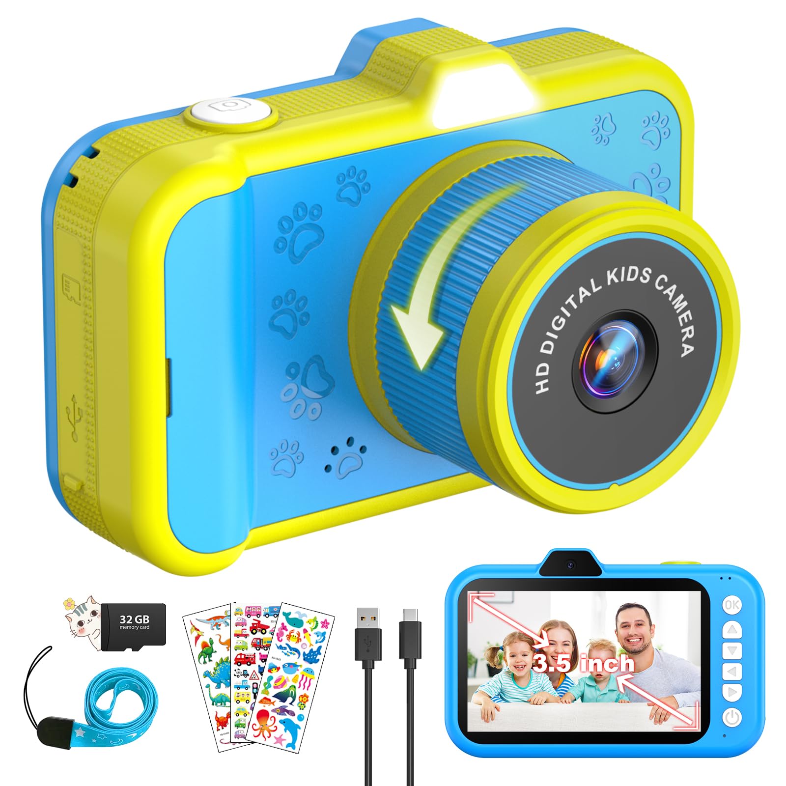 Macchina Fotografica Bambini 48MP 1080P con Schermo 3,5”