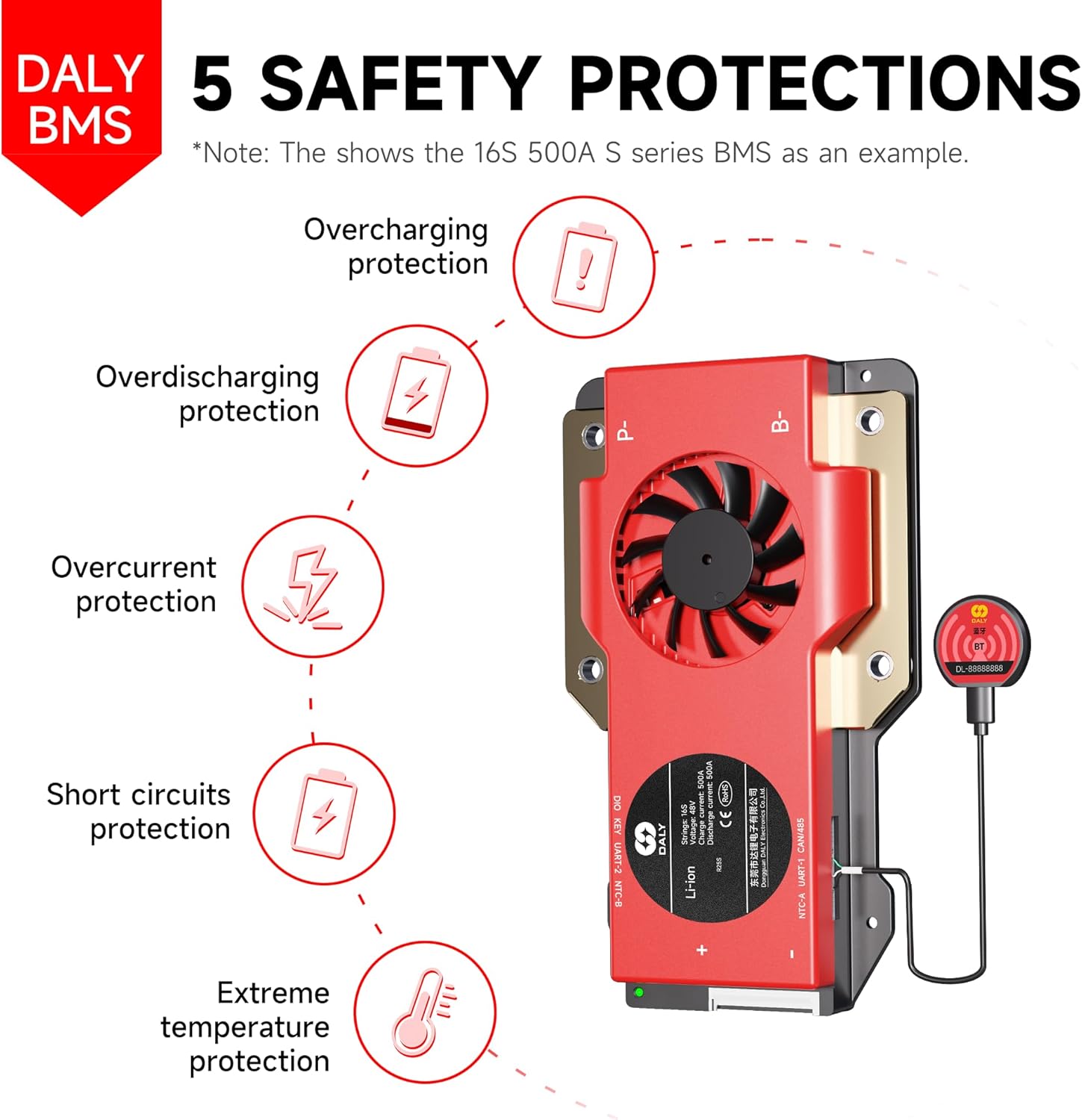 Daly BMS 48V 16S 200A Balance - BMS Bluetooth Smart - immagine 3