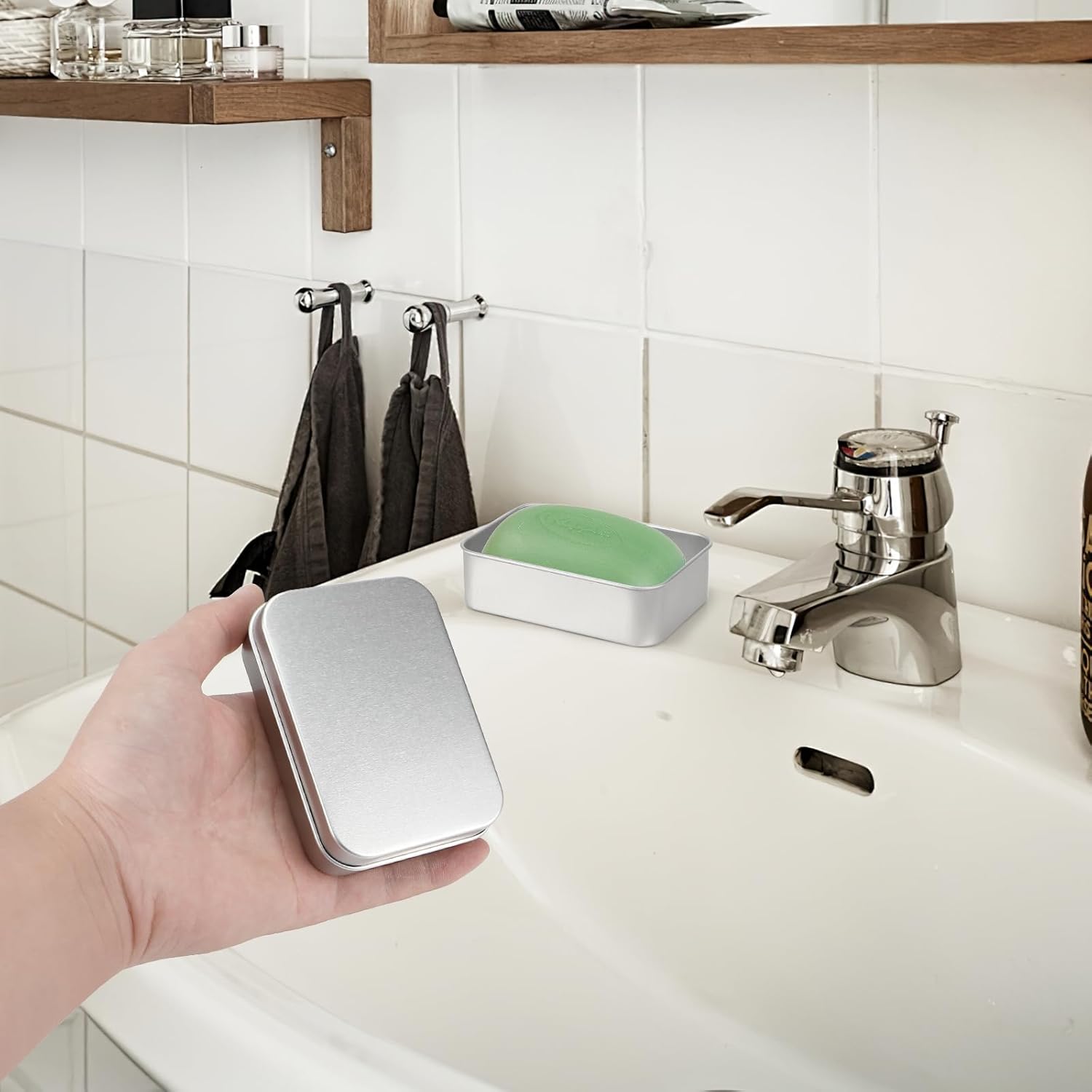 Porta Saponetta in Alluminio con Scolapiatti - immagine 3