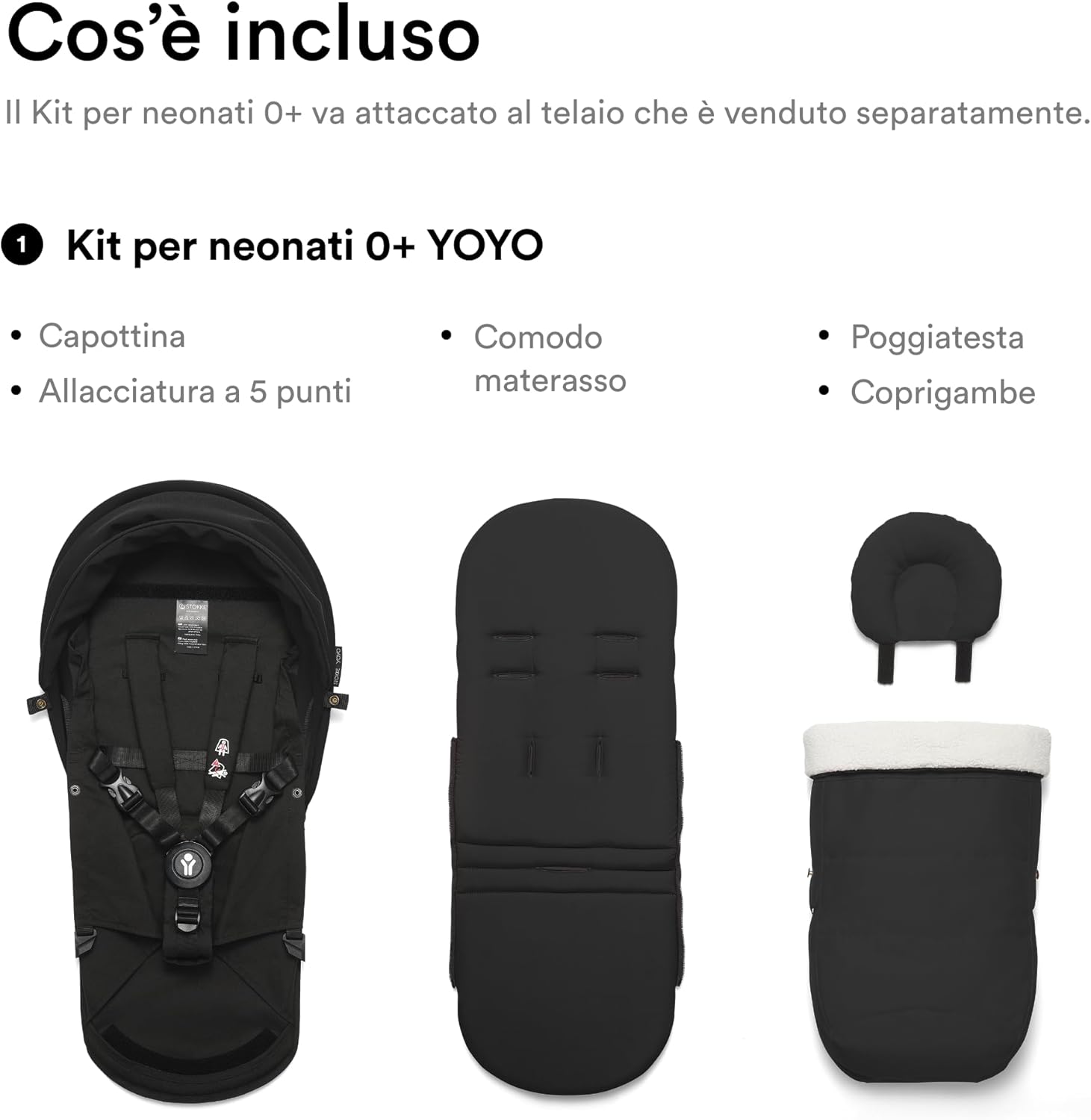 Stokke YOYO 0+ Newborn Pack, Black - immagine 6