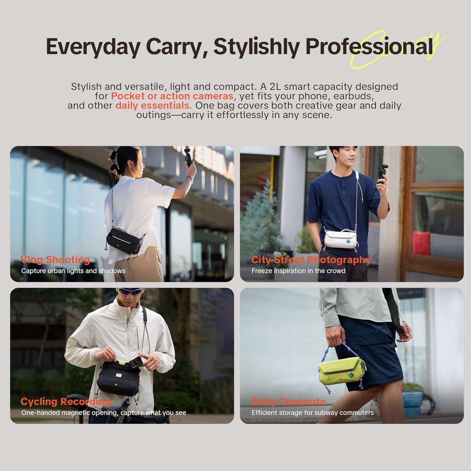 PGYTECH OneGo Pocket Sling Bag - Verde Lime - immagine 3