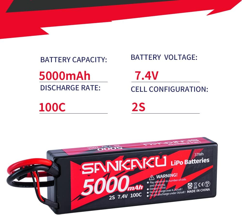 Sankaku 2S Batteria Lipo 5000mAh 100C 7,4V (2 pezzi) - immagine 2