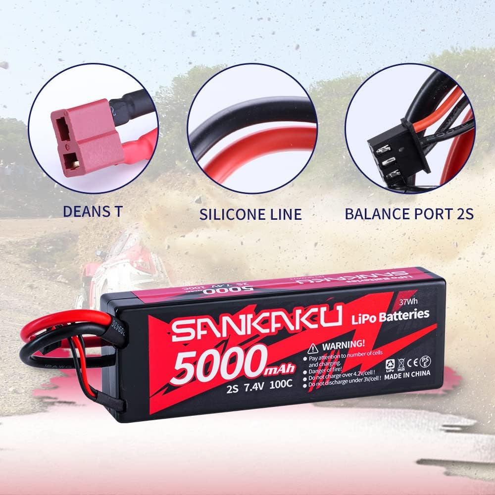 Sankaku 2S Batteria Lipo 5000mAh 100C 7,4V (2 pezzi) - immagine 3