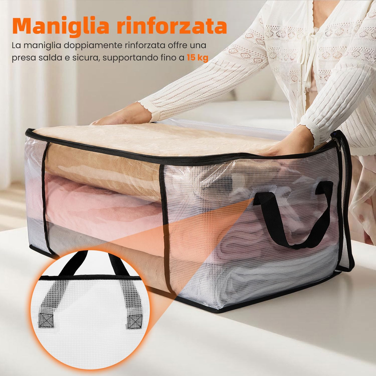 3 Scatole Trasparenti per Vestiti 35L - Salvaspazio - immagine 2