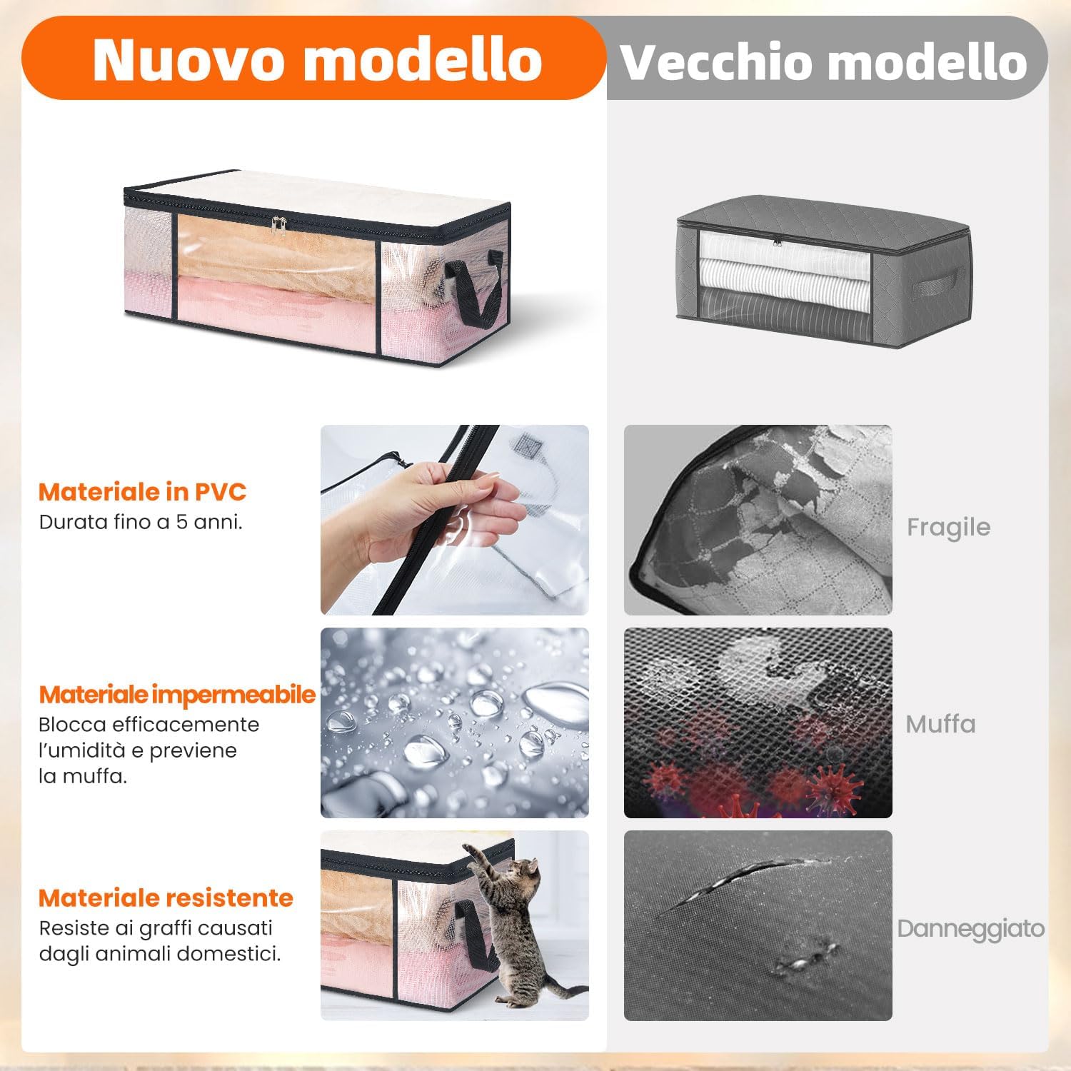 3 Scatole Trasparenti per Vestiti 35L - Salvaspazio - immagine 5