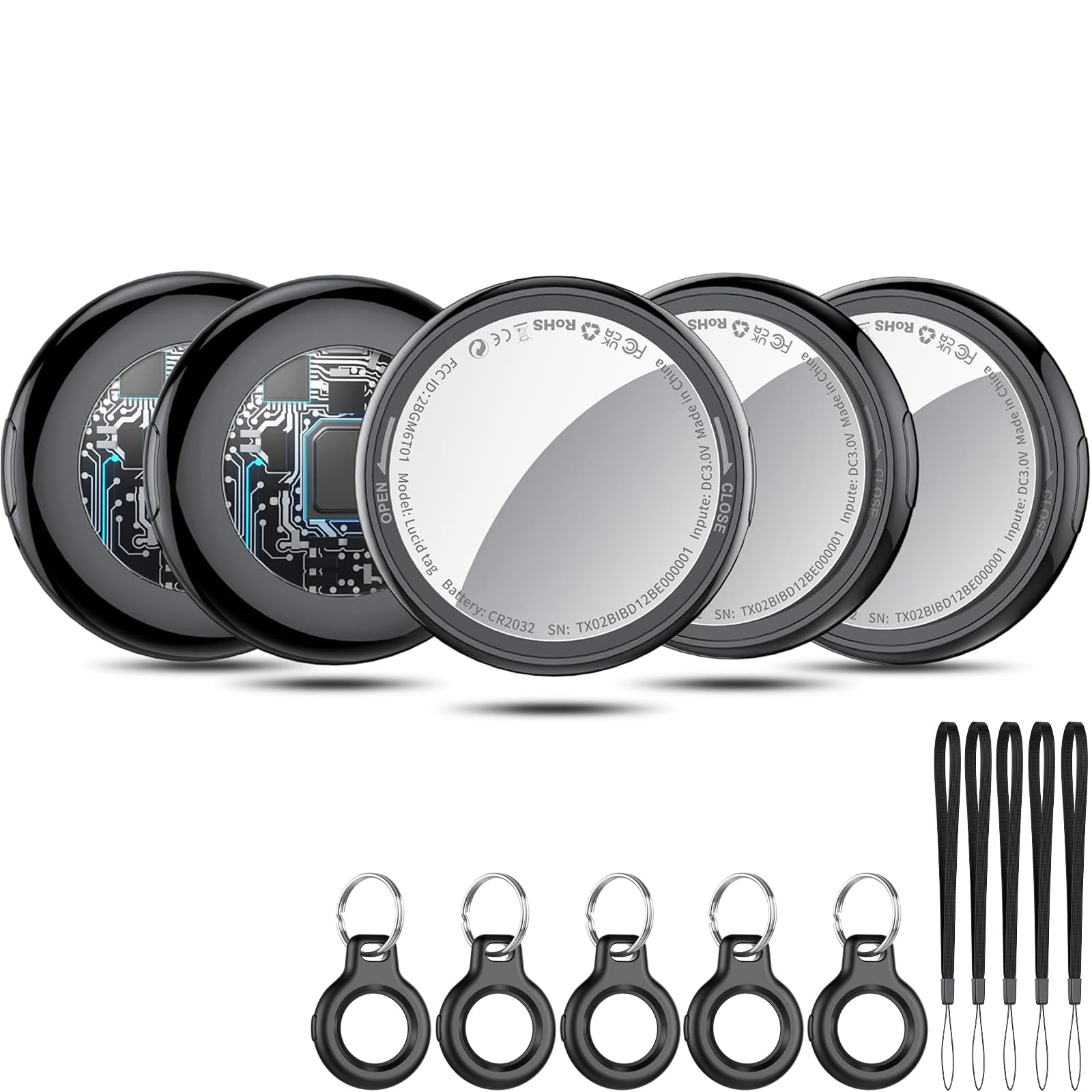 Smart Air Tracker Tags 5 Pezzi, Nero Intenso