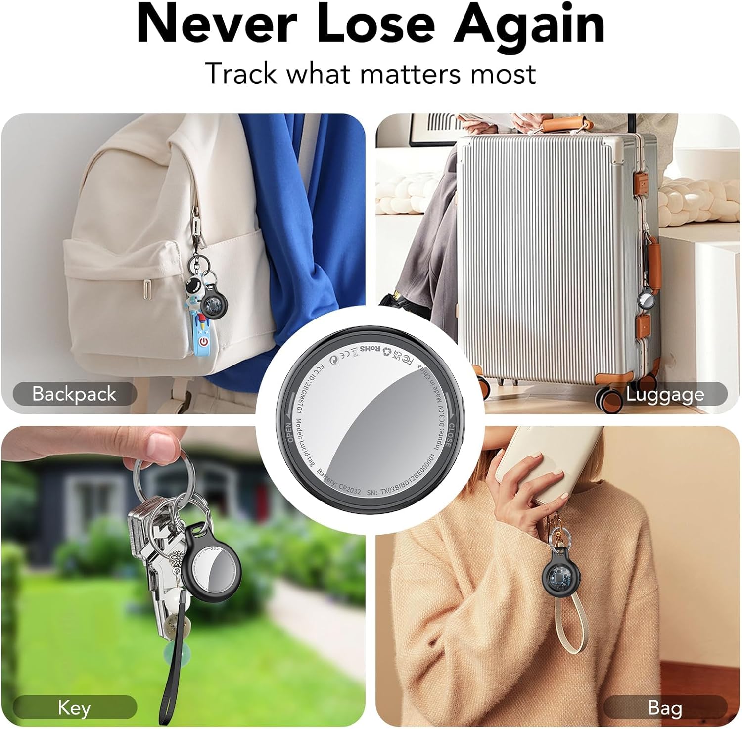 Smart Air Tracker Tags 5 Pezzi, Nero Intenso - immagine 8